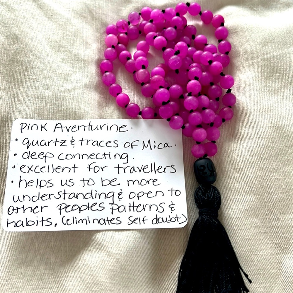 Pink aventurine and Om prayer bead